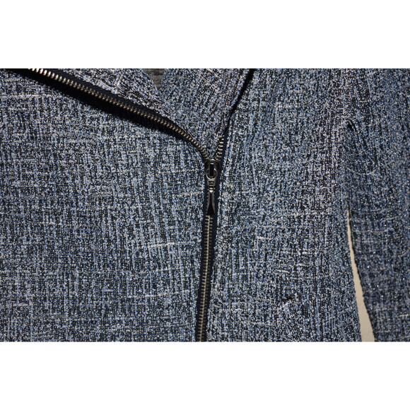 WHITE HOUSE BLACK MARKET $188 Blue Textured Boucle Moto Zip‎ Jacket Size 4 - Picture 4 of 5